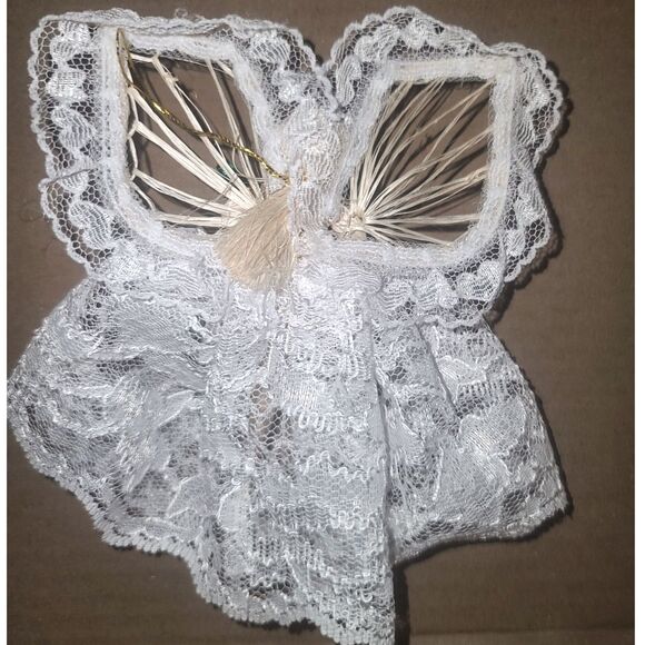 Vintage Faceless Angel Corn Silk and Lace Doll Ornament 1970s - Picture 2 of 3